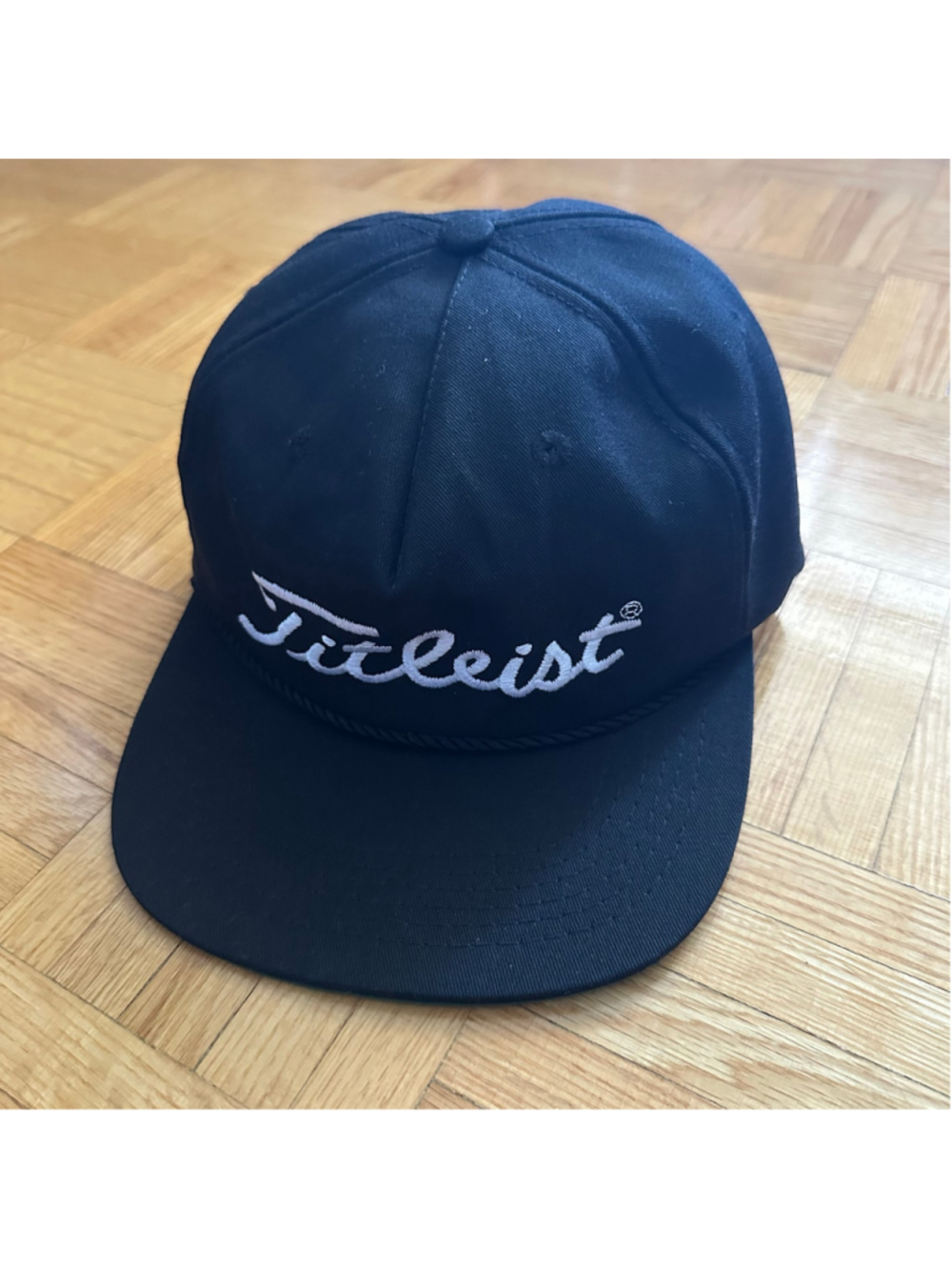 Vintage Titleist Golf Rope hat leather strap back black